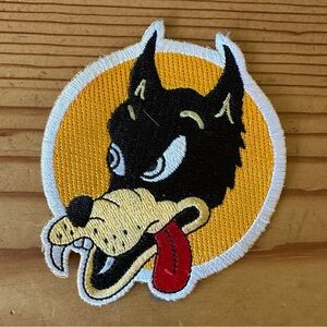 Black Cartoon Wolf Embroidered Patch